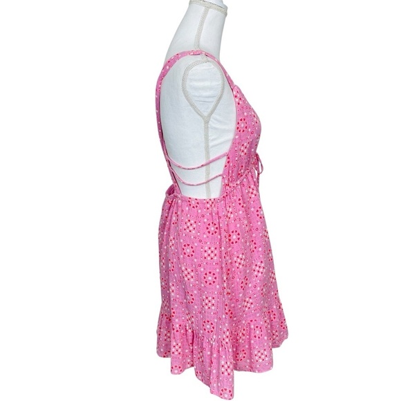 Hansel Printed Strappy-Back Mini Dress in Pink Size Medium - Picture 7 of 12